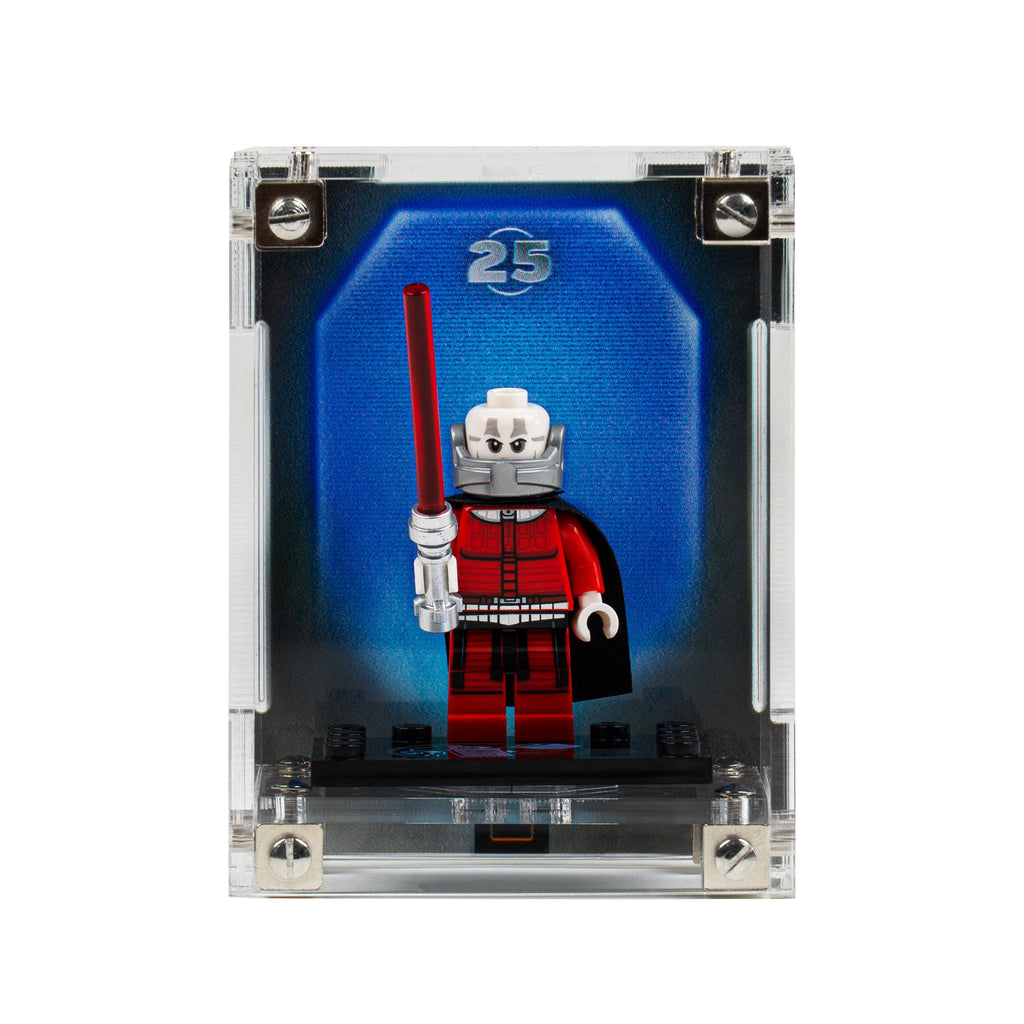LEGO Star Wars Anniversary Minifigures 75387 and 75379 and 75394 and 75383 and 75396 and 75392 and 40755: anniversary minifigure with its matching modular acrylic display case.