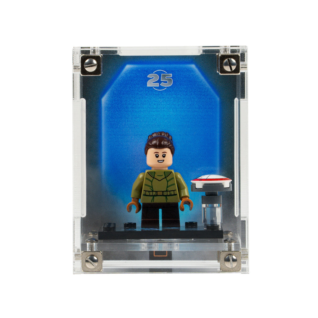 LEGO Star Wars Anniversary Minifigures 75387 and 75379 and 75394 and 75383 and 75396 and 75392 and 40755: anniversary minifigure with its matching modular acrylic display case.