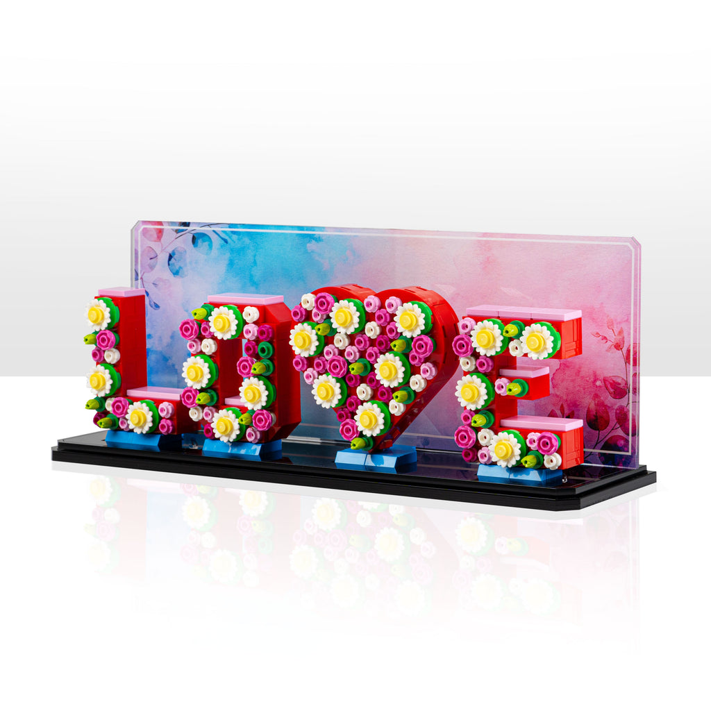 LEGO Love Letters 40867: complete model with the display stand; shown configuration.