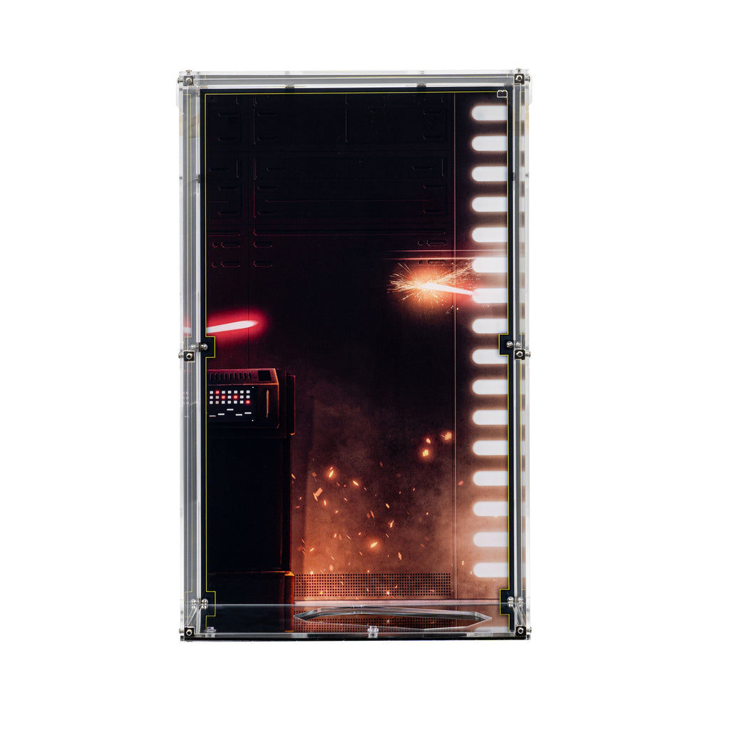 LEGO K-2SO 75434: wall-mounted display case panels or base without the main LEGO build.