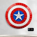 LEGO Captain America's Shield 76262: complete model with the wall display stand; shown configuration.