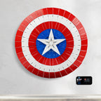 LEGO Captain America's Shield 76262: complete model with the wall display stand; shown configuration.