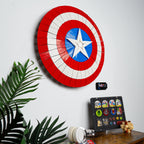 LEGO Captain America's Shield 76262: model and wall display stand shown together.