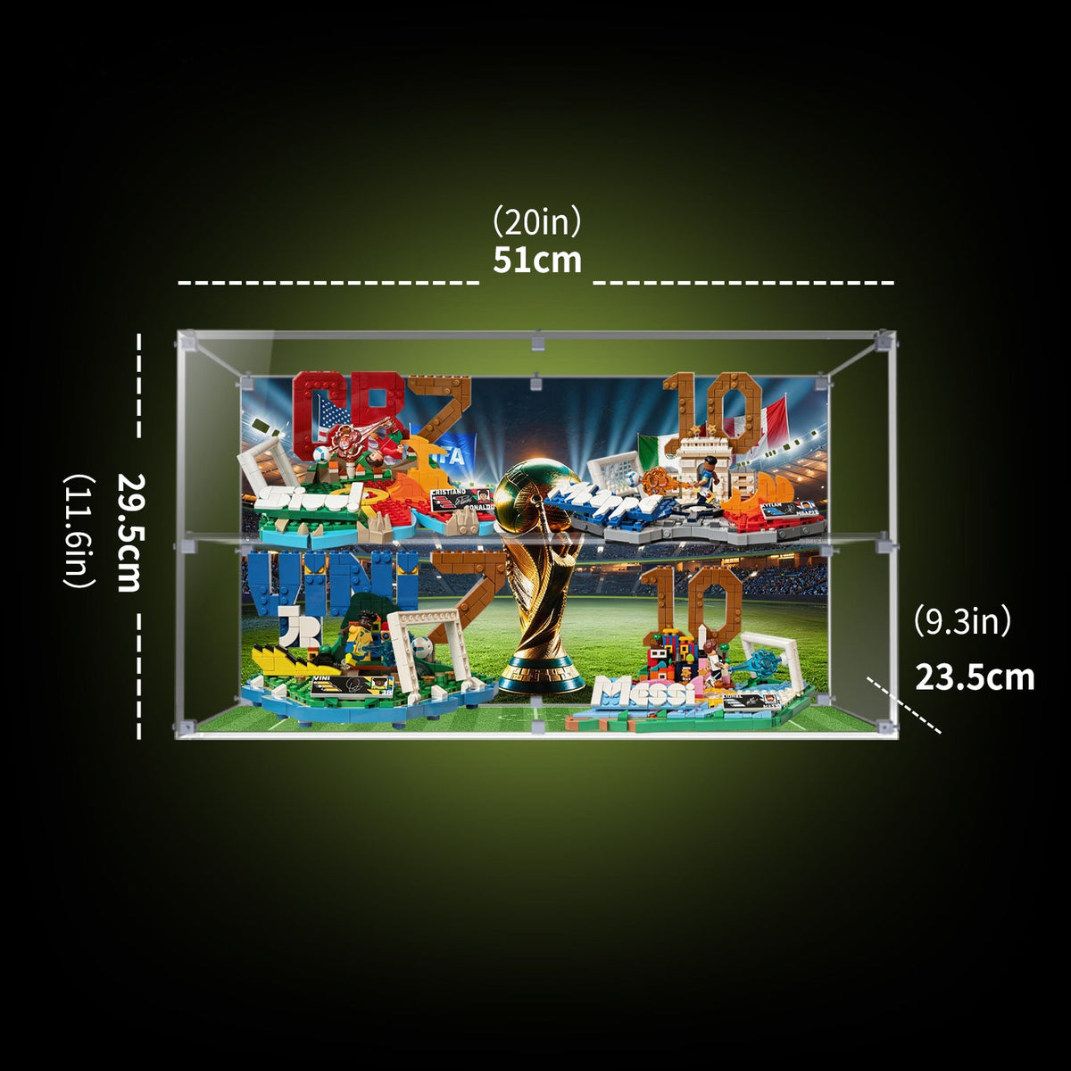 LEGO 43011, 43012, 43013, 43027 FIFA Soccer Highlights: Messi, Ronaldo, Mbappé & Vini — D01 display view