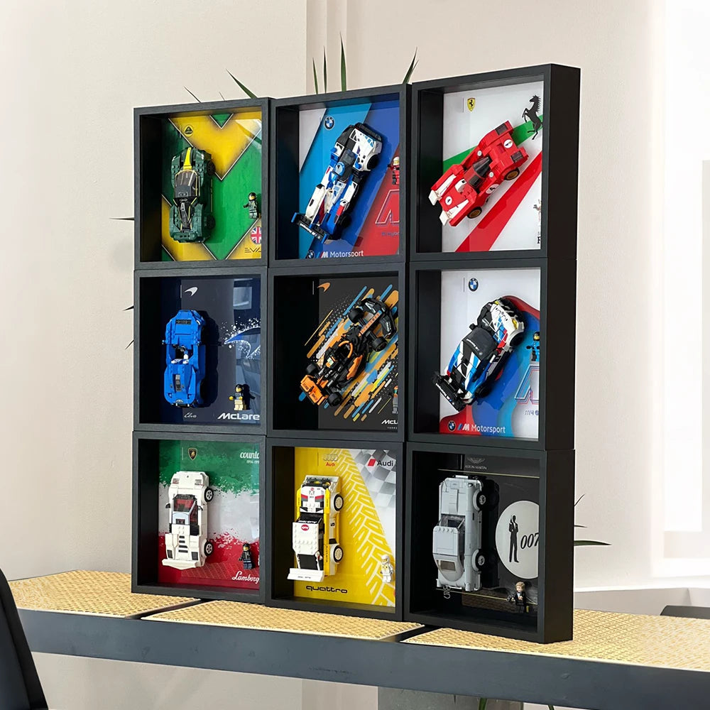 Several separate Speed Champions display frames shown together