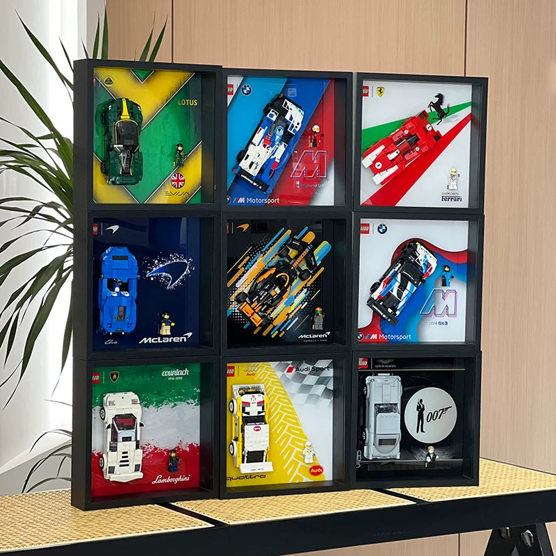 Several separate Speed Champions display frames shown together