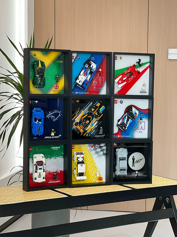 Several separate Speed Champions display frames shown together