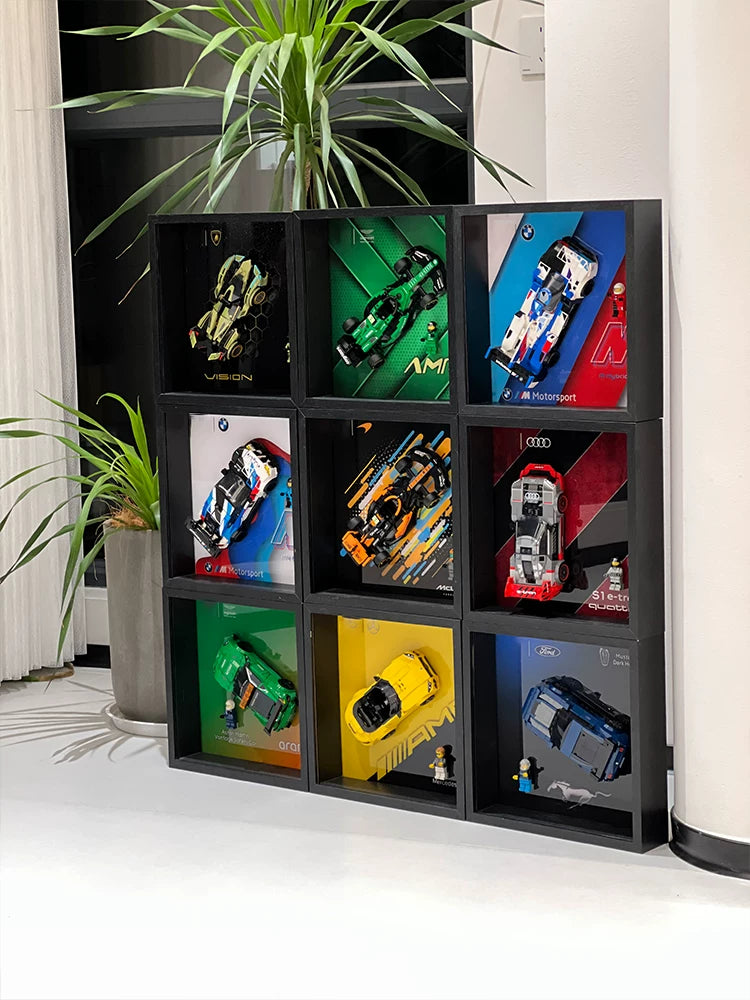 Several separate Speed Champions display frames shown together