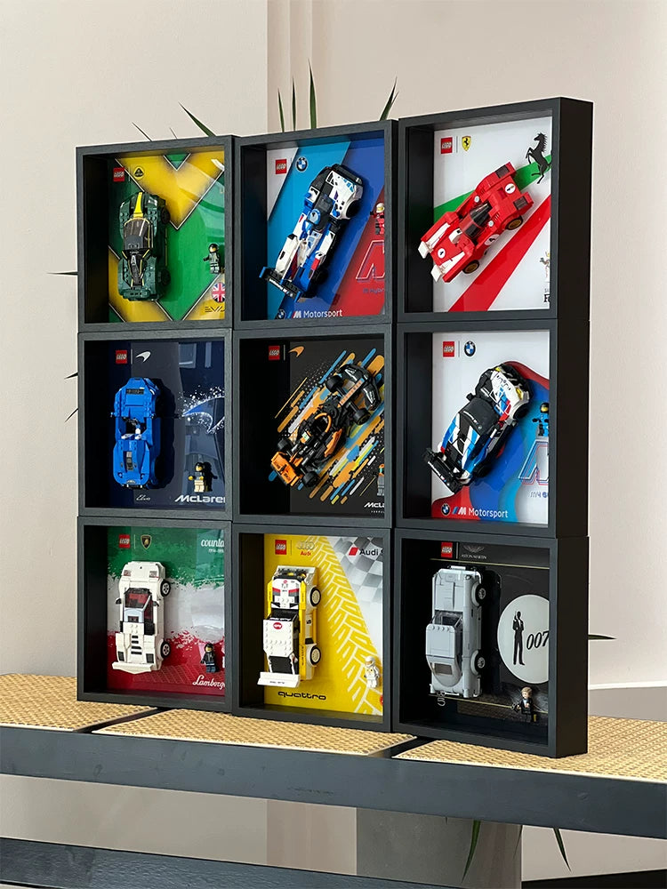 Several separate Speed Champions display frames shown together