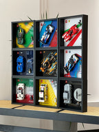 Several separate Speed Champions display frames shown together