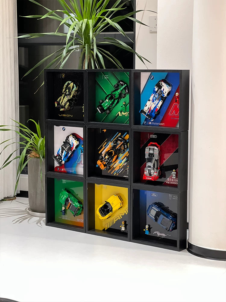 Several separate Speed Champions display frames shown together