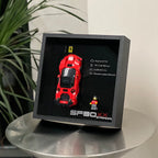 Single-car display frame compatible with LEGO 77254 - Ferrari SF90 XX Stradale. Car and minifigures not included.