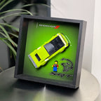 Single-car display frame compatible with LEGO 77237 - Dodge Challenger SRT Hellcat. Car and minifigures not included.
