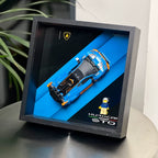Single-car display frame compatible with LEGO 77238 - Lamborghini Huracán STO. Car and minifigures not included.