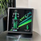 Single-car display frame compatible with LEGO 77245 - Aston Martin Aramco AMR24. Car and minifigures not included.