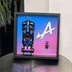 Single-car display frame compatible with LEGO 77248 - BWT Alpine A524. Car and minifigures not included.