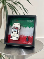Single-car display frame compatible with LEGO 76908 - Lamborghini Countach. Car and minifigures not included.