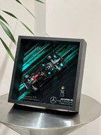 Single-car display frame compatible with LEGO 76909 - Mercedes-AMG F1 W12 E Performance. Car and minifigures not included.