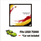 Single-car display frame compatible with LEGO 75888 - Porsche 911 Turbo 3.0. Car and minifigures not included.