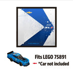 Single-car display frame compatible with LEGO 75891 - Chevrolet Camaro ZL1 Race Car. Car and minifigures not included.