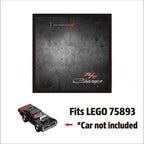 Single-car display frame compatible with LEGO 75893 - 1970 Dodge Charger R/T. Car and minifigures not included.