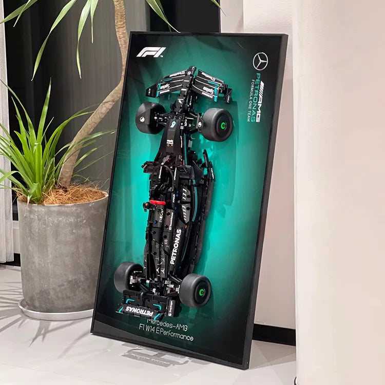 Mercedes-AMG F1 W14 E Performance (42171) wall display frame with green racing backdrop