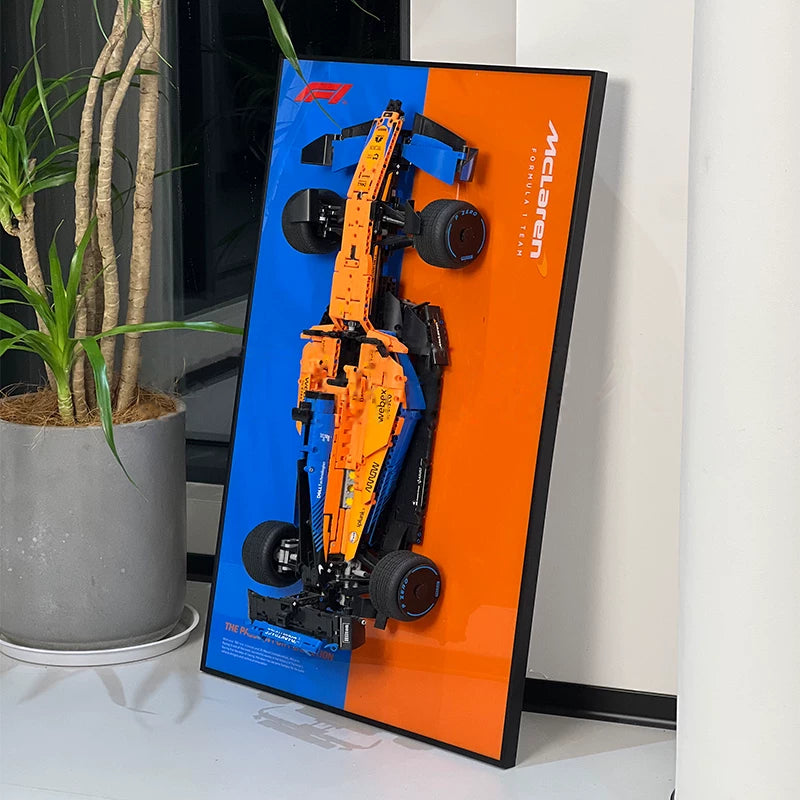 McLaren Formula 1 Race Car (42141) wall display frame, angled view