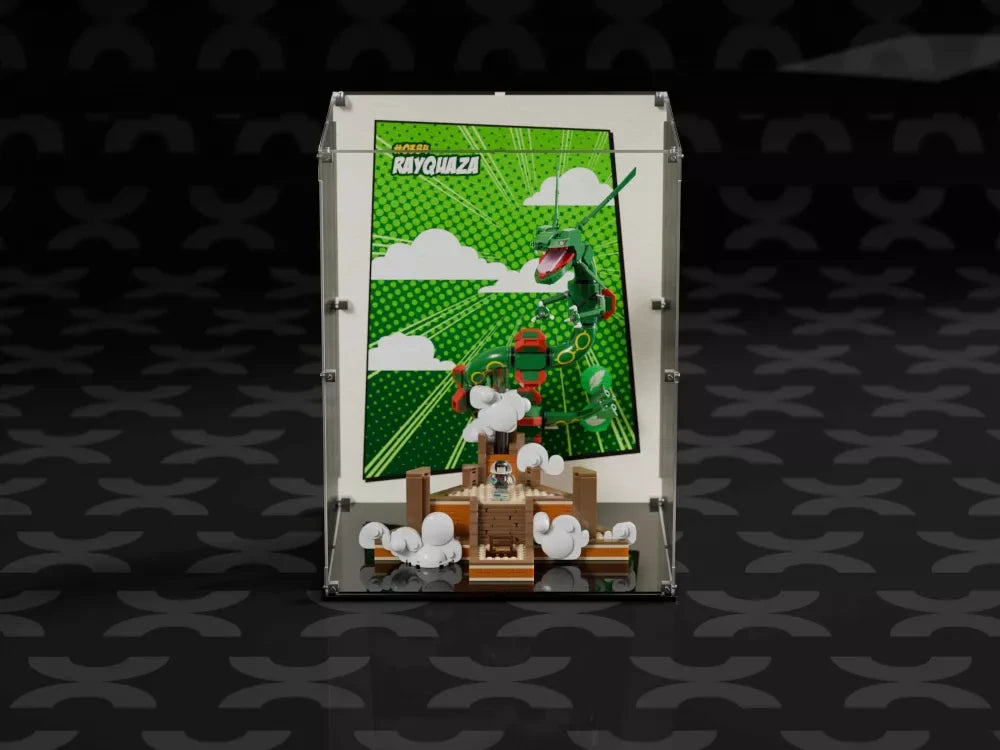 Gaming character model protected inside a clear display case